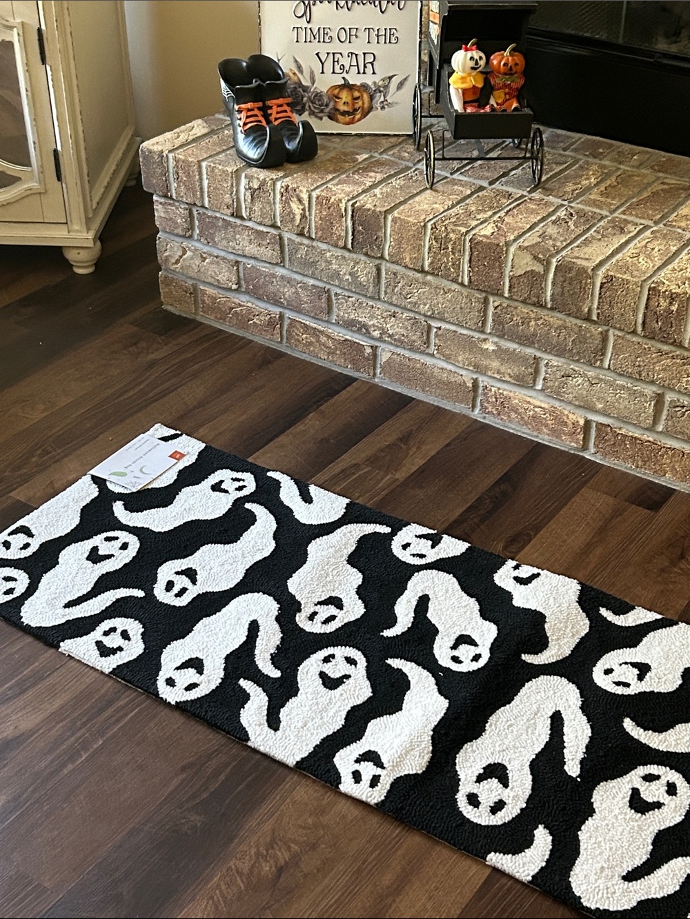 NEW! 5 Foot Halloween Holiday Black & White Haunted Boo Ghost Runner Rug
